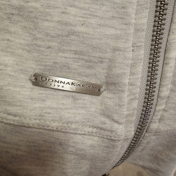 Donna Karan Active Open Cardigan Jacket Womens S Vest Zippers Logo Gray - Picture 12 of 14